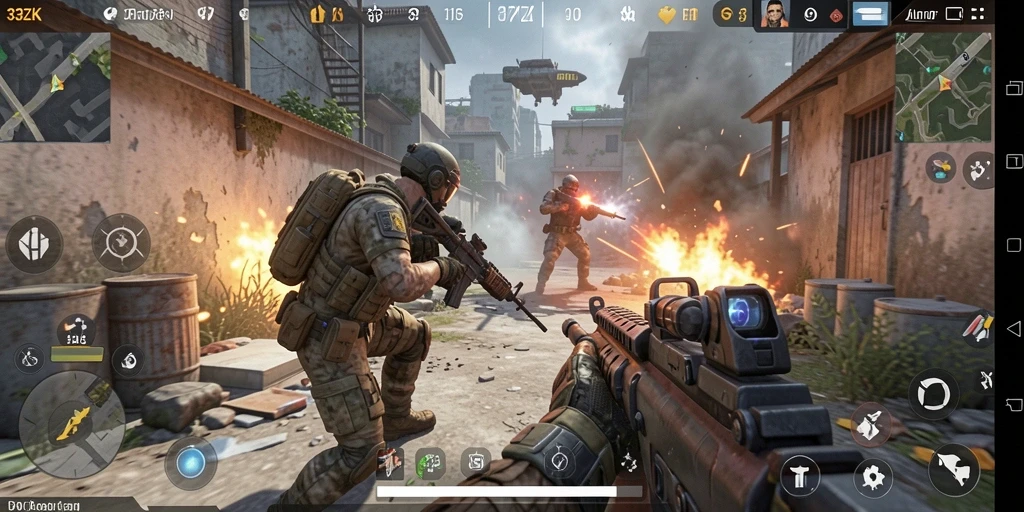 Screenshot gameplay yang menunjukan aksi mendebarkan di 33ZK.