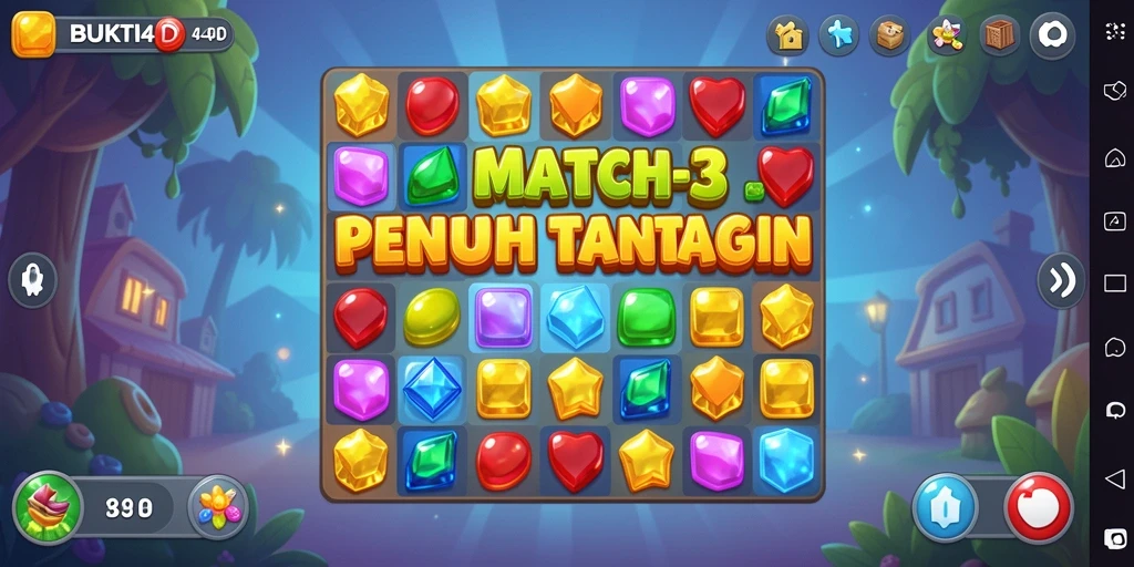 Tampilan menarik dari gameplay BUKTI4D Match-3.
