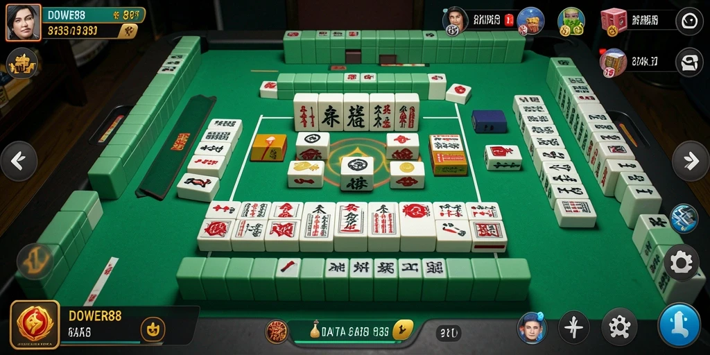 Tampilan gameplay DOWER88 menampilkan suasana permainan Mahjong yang seru.