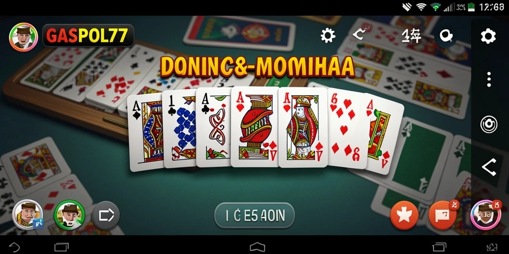 Screenshot GASPOL77 menampilkan gameplay Domino yang seru dan interaktif.