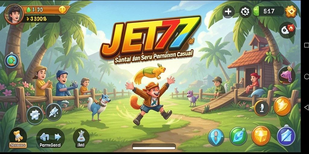 Tangkapan layar gameplay JET77 dengan aksi seru dan karakter yang menarik.