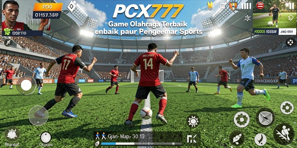 Screenshot PCX777 menunjukkan aksi seru dalam permainan olahraga.