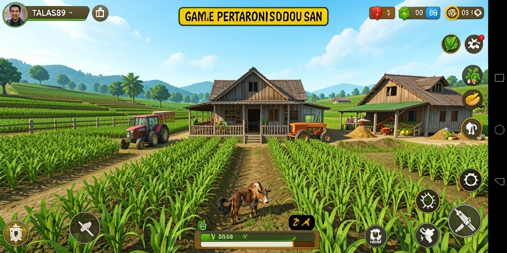 Screenshot gameplay TALAS89 dengan aktivitas seru di kebun.