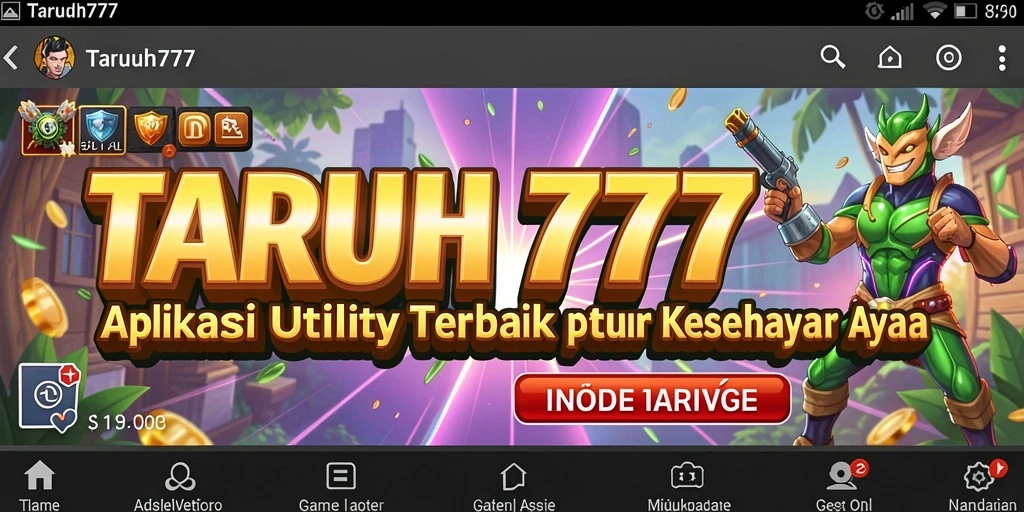 Tampilan antarmuka aplikasi TARUH777 yang intuitif dan informatif.