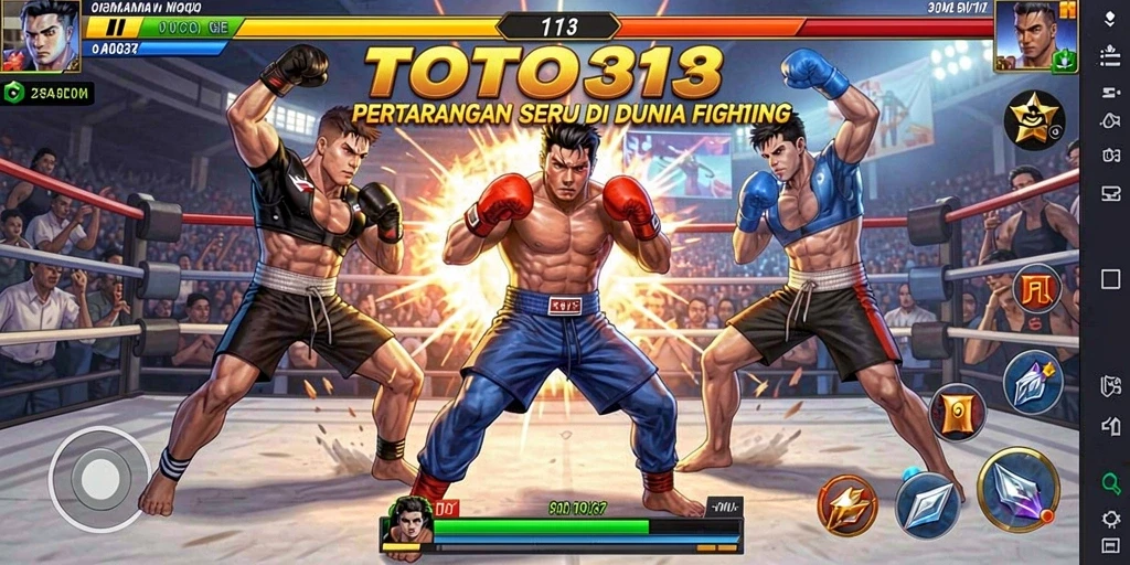 Screenshot gameplay TOTO313 menampilkan aksi pertarungan yang intens dan karakter menawan.
